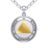 Sigil Seal of The AA Recovery Silver with 14K Gold Accent Necklace MNC558