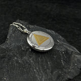 Sigil Seal of The AA Recovery Silver with 14K Gold Accent Necklace MNC558
