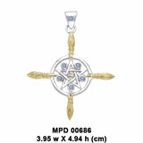 Broomstick & Pentacle silver with 18K Gold Accents Pendant MPD686