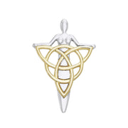 Celtic Danu Goddess Triquetra Silver with Gold Accent Pendant MPD1203