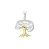 Tree of Life Silver with 14K gold Accents Pendant MPD3915