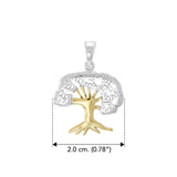 Tree of Life Silver with 14K gold Accents Pendant MPD3915