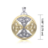 Celtic Trinity Quaternary Knot Silver and 14K Gold Accented Pendant MPD4631