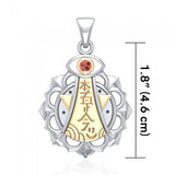 Chakra and Reiki Distance Healing Silver and 14K Gold accent Pendant with Gemstone MPD4929