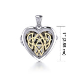 Celtic Heart Aroma Silver and 14K Gold Accent Locket Pendant MPD5040