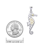 Silver and Gold Flower of Life Seahorse Pendant MPD5299