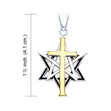 Cross The Star Star Of David Silver with 14k gold accents Pendant MPD532