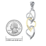 Triple Heart AA Recovery Pendant in Sterling Silver with Gold Accents MPD6372