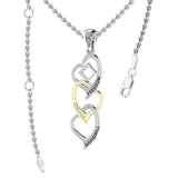 Triple Heart NA Recovery Pendant in Sterling Silver with Gold Accents MPD6373