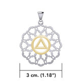 Rose Window with AA Symbol Sterling Silver with 14K Gold Vermeil Accent Pendant MPD6377