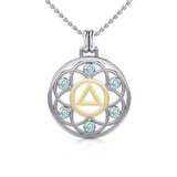 Flower of Life with AA Symbol Sterling Silver with 14K Gold Vermeil Accent Pendant MPD6378