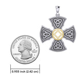 Templar Cross with NA Symbol Sterling Silver with 14K Gold Vermeil Accent Pendant MPD6379