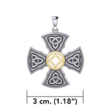 Templar Cross with NA Symbol Sterling Silver with 14K Gold Vermeil Accent Pendant MPD6379