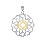 Rose Window with NA Symbol Sterling Silver with 14K Gold Vermeil Accent Pendant MPD6380