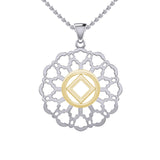 Rose Window with NA Symbol Sterling Silver with 14K Gold Vermeil Accent Pendant MPD6380