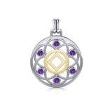 Flower of Life with NA Symbol Sterling Silver with 14K Gold Vermeil Accent Pendant MPD6381