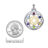 Flower of Life with NA Symbol Sterling Silver with 14K Gold Vermeil Accent Pendant MPD6381