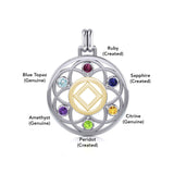 Flower of Life with NA Symbol Sterling Silver with 14K Gold Vermeil Accent Pendant MPD6381