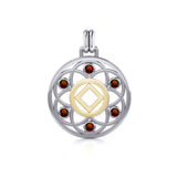 Flower of Life with NA Symbol Sterling Silver with 14K Gold Vermeil Accent Pendant MPD6381