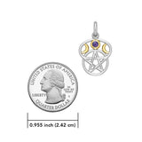 Moon with Pentacle Silver and Gold Accent Pendant MPD832