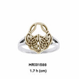 A celebration of the Celtic heritage ~ Celtic Knotwork Sterling Silver Ring with 14k Gold Accent MRI1588