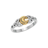Celtic Moon Spell Silver and Gold Ring
