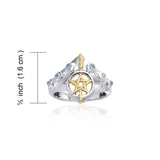 Broomstick & Pentagram Silver and 18K Gold Accent Ring MRI343