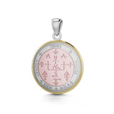 Sigil of the Archangel Uriel Small Sterling Silver with pink and Yellow Gold Plate Accent Pendant OPD4785