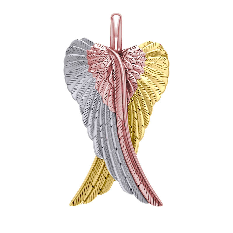 Large Angel Wing Pendant made from White, Yellow and Pink Gold RPD2933