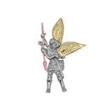 Archangel Saint Michael Pendant made from White, Yellow and Pink Gold RPD3073