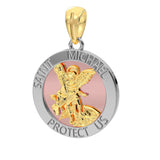 Saint Michael White, Yellow and Pink Gold Pendant RPD4564