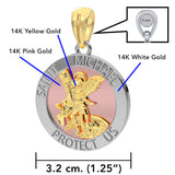 Saint Michael White, Yellow and Pink Gold Pendant RPD4564
