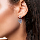 Filigree Heart with Gemstone Sterling Silver Post Earrings TE592