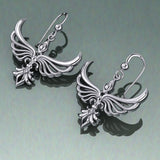 Phoenix with Fleur De Lis Sterling Silver Earrings TER1703