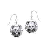 Jody Bergsma Domestic Long Hair Cat Silver Earrings TER2221