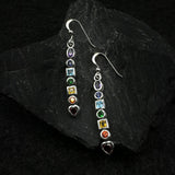 Silver Chakra Earrings with Gemstones TER414