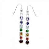 Silver Chakra Earrings with Gemstones TER414