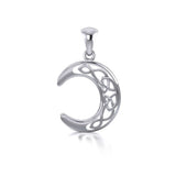 The Summon of the Crescent Moon Celtic Triquetra Sterling Silver Jewelry Pendant TP2963