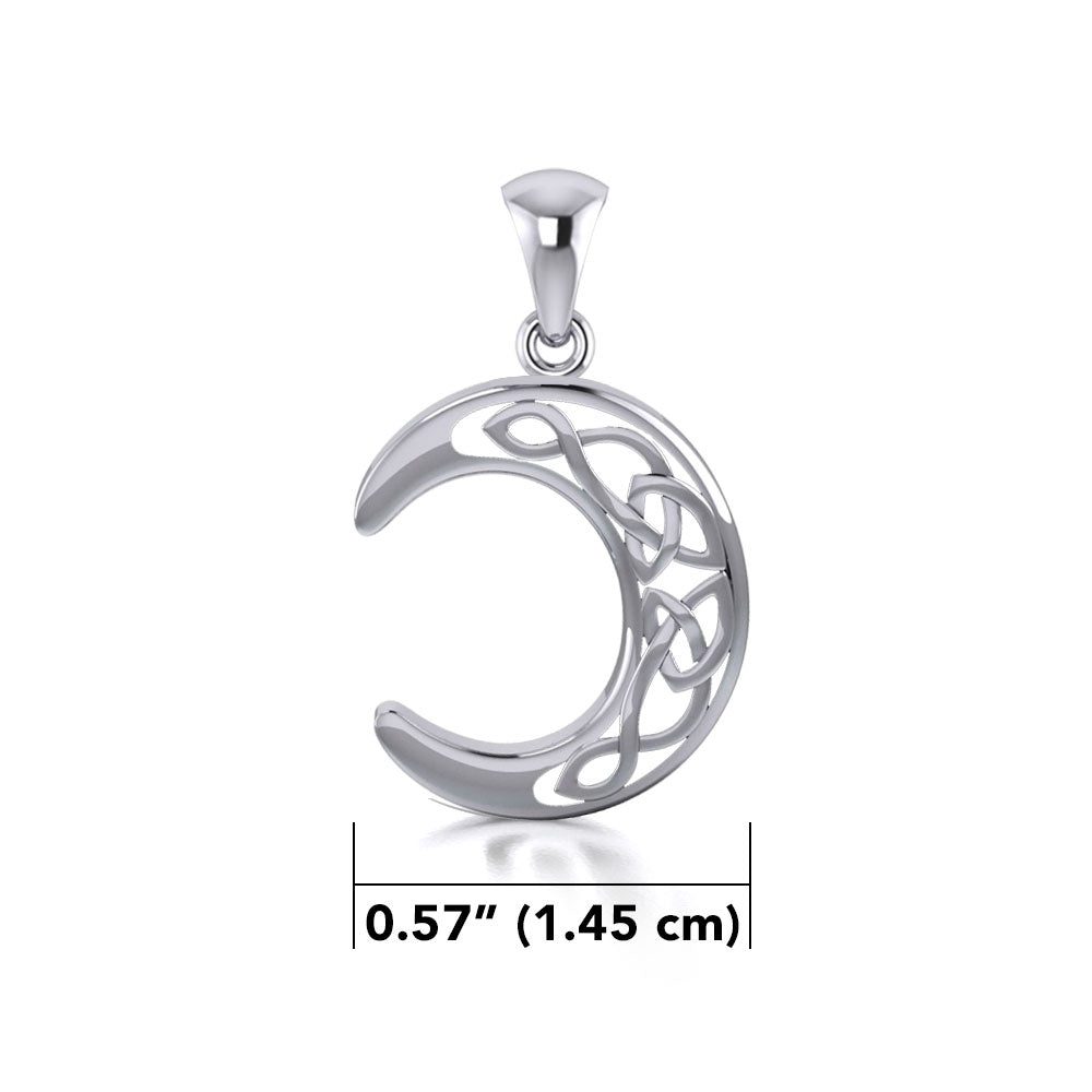 The Summon of the Crescent Moon Celtic Triquetra Sterling Silver Jewelry Pendant TP2963