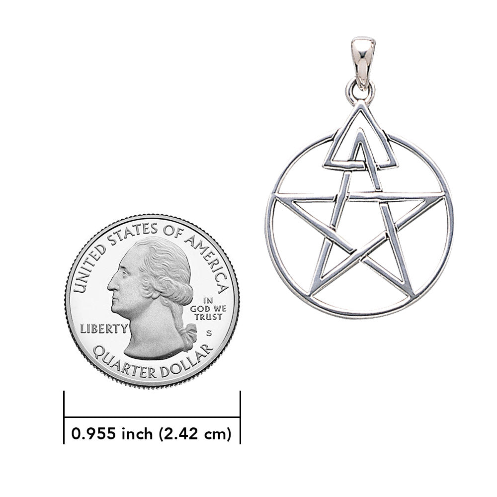 Mystic Moonphase Pentagram Silver Pendant |