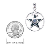 The Third Degree Pentacle Silver Pendant with Gemstone and Inlaid TP3115