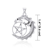 Dragon and Pentacle Sterling Silver Pendant TP3294