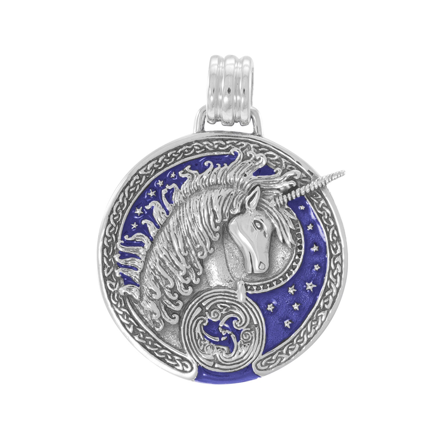 Silver Celtic Unicorn Enamel Pendant By Courtney Davis TP3432