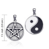 Pentacle Sterling Silver & Yin Yang Enamel Pendant TPD199