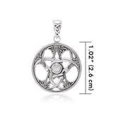 The Pentagram with 3 Crescent Moon Sterling Silver Pendant TPD4227