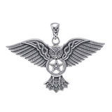 Celtic Owl with Pentacle Silver Pendant TPD4336
