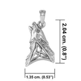 Celtic Howling Wolf Silver Pendant TPD5717