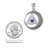 The Celtic Knot Moon and Triquetra Silver Pendant with Stone TPD6052