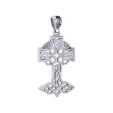 Celtic Tree of Life Irish Cross Silver Pendant TPD6123