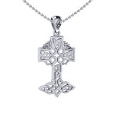 Celtic Tree of Life Irish Cross Silver Pendant TPD6123